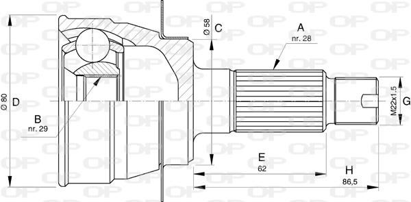 Open parts CVJ5732.10 Joint Kit, drive shaft CVJ573210