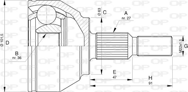 Open parts CVJ5756.10 Joint Kit, drive shaft CVJ575610