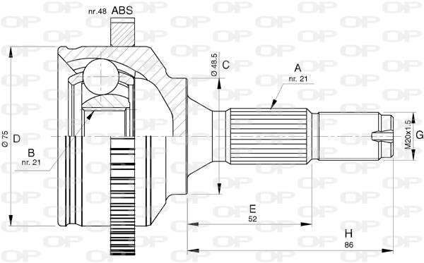 Open parts CVJ5764.10 Joint Kit, drive shaft CVJ576410