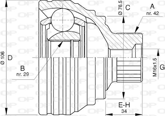 Open parts CVJ5785.10 Joint Kit, drive shaft CVJ578510