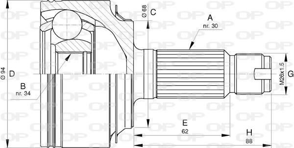 Open parts CVJ5758.10 Joint Kit, drive shaft CVJ575810