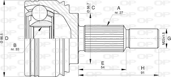 Open parts CVJ5783.10 Joint Kit, drive shaft CVJ578310