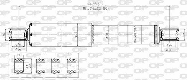 Open parts SAB8371.12 Rear oil shock absorber SAB837112