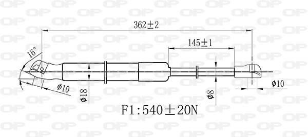 Open parts GSR6523.00 Gas hood spring GSR652300