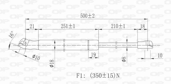 Open parts GSR6155.00 Gas hood spring GSR615500