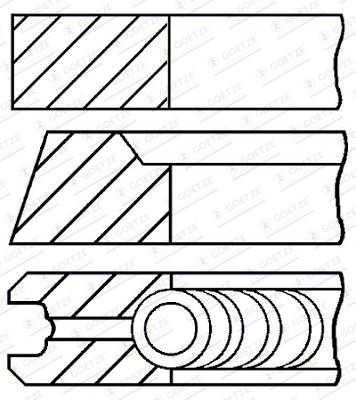 Goetze 08-521100-00 RING SET, PISTON, 1cyl, std 0852110000