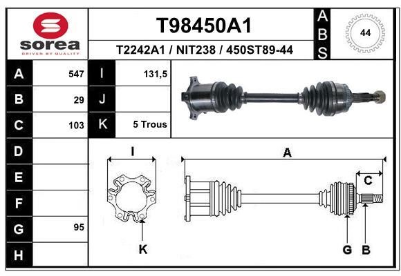 EAI T98450A1 Drive shaft T98450A1