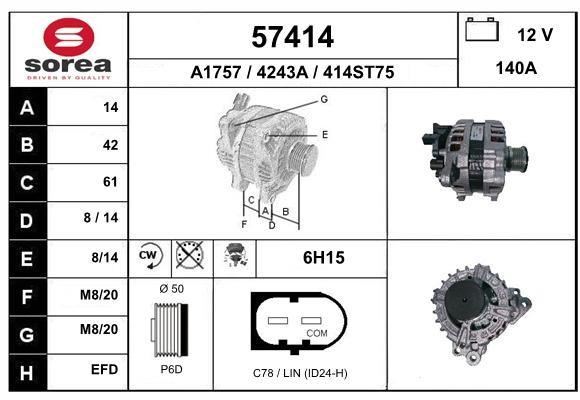 EAI 57414 Alternator 57414