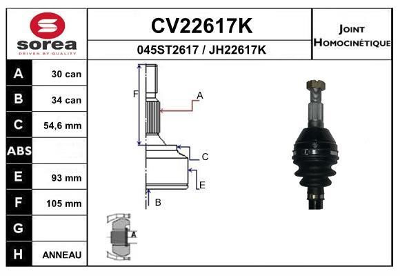 EAI CV22617K Joint Kit, drive shaft CV22617K