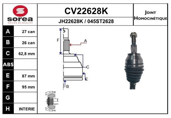 EAI CV22628K Joint Kit, drive shaft CV22628K