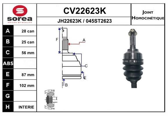 EAI CV22623K Joint Kit, drive shaft CV22623K