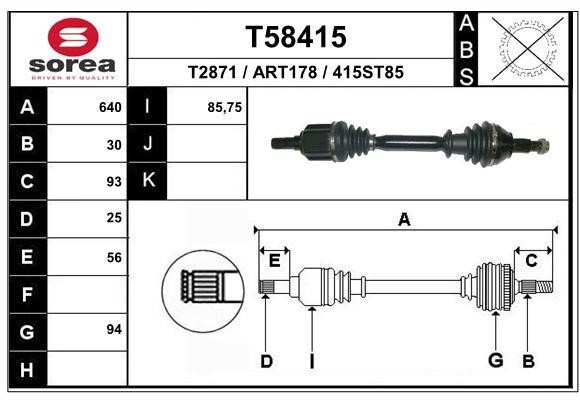 EAI T58415 Drive shaft T58415