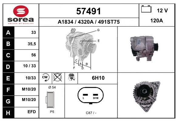 EAI 57491 Alternator 57491