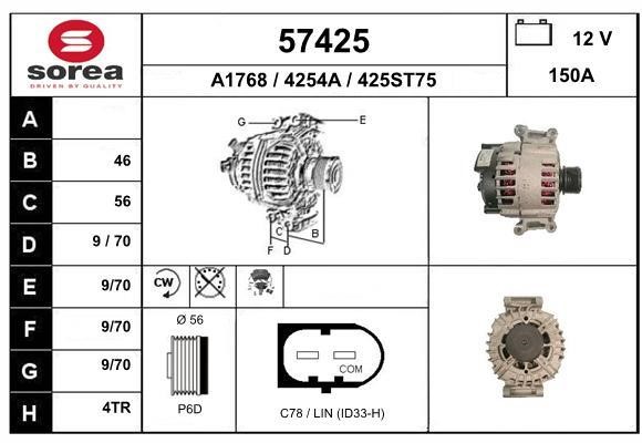 EAI 57425 Alternator 57425