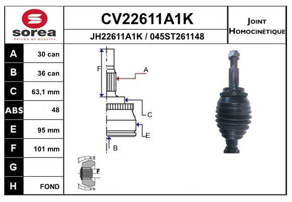EAI CV22611A1K Joint Kit, drive shaft CV22611A1K