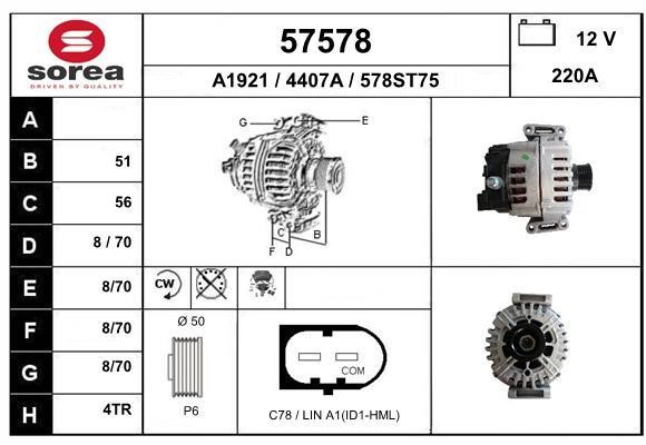 EAI 57578 Alternator 57578