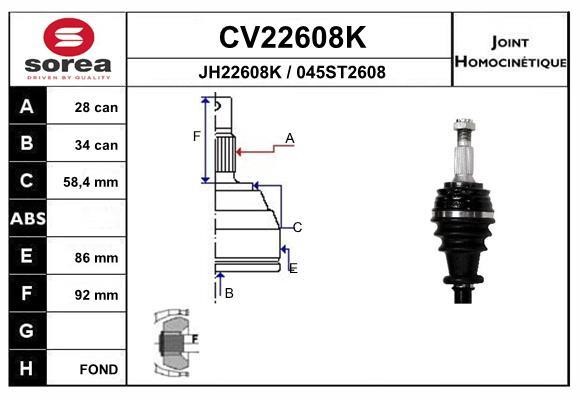 EAI CV22608K Joint Kit, drive shaft CV22608K