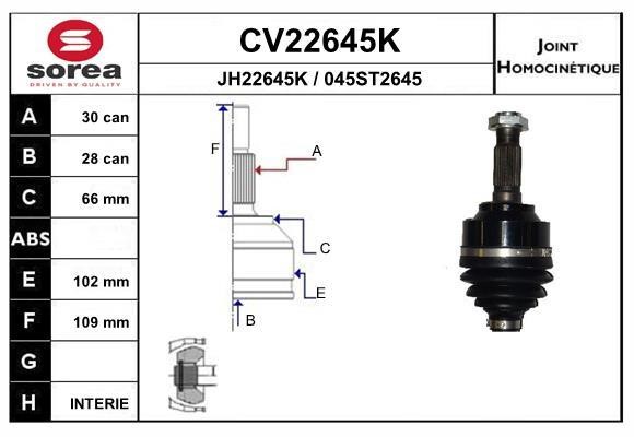 EAI CV22645K Joint Kit, drive shaft CV22645K