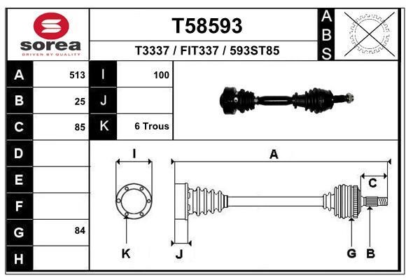 EAI T58593 Drive shaft T58593