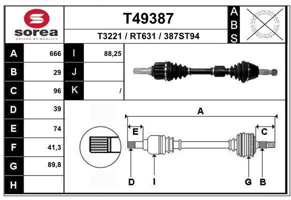 EAI T49387 Drive shaft T49387