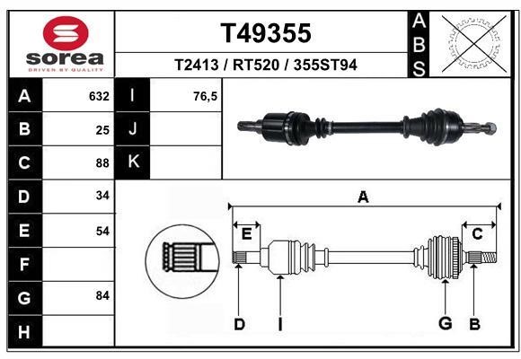 EAI T49355 Drive shaft T49355