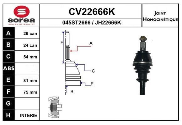 EAI CV22666K Joint kit, drive shaft CV22666K