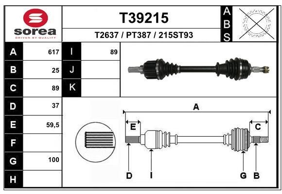 EAI T39215 Drive shaft T39215