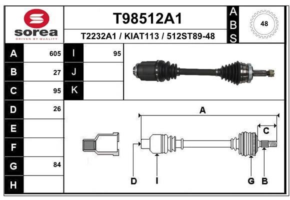 EAI T98512A1 Drive shaft T98512A1
