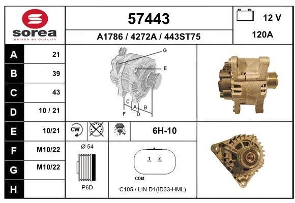 EAI 57443 Alternator 57443