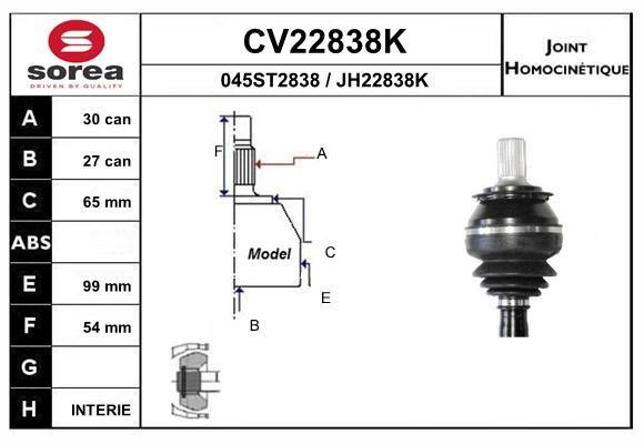EAI CV22838K Joint kit, drive shaft CV22838K