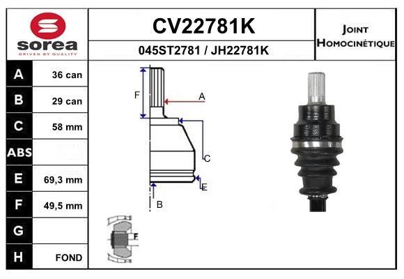 EAI CV22781K Joint kit, drive shaft CV22781K