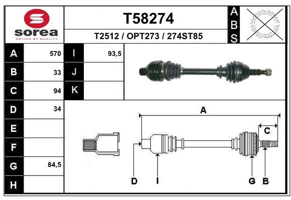 EAI T58274 Drive shaft T58274