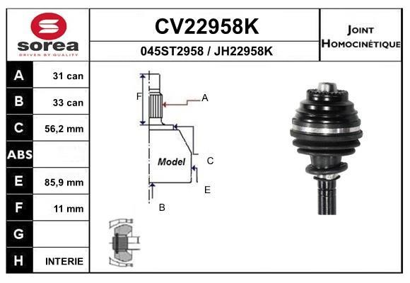 EAI CV22958K Joint kit, drive shaft CV22958K