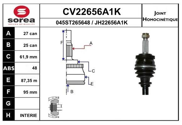 EAI CV22656A1K Joint kit, drive shaft CV22656A1K