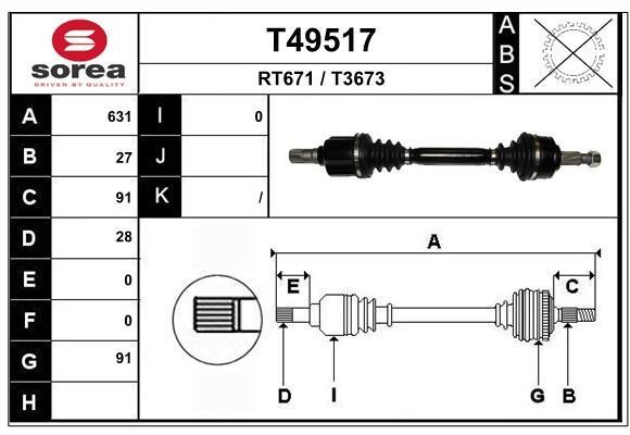 EAI T49517 Drive shaft T49517