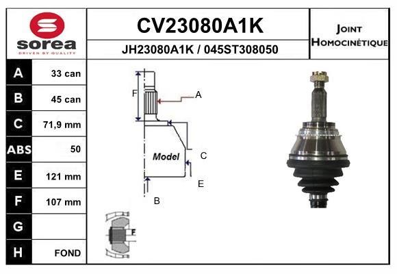 EAI CV23080A1K Joint kit, drive shaft CV23080A1K