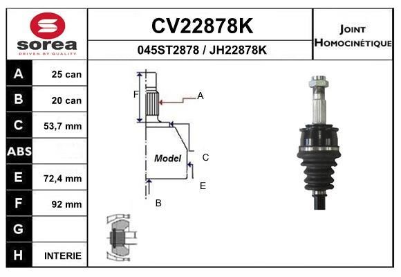 EAI CV22878K Joint kit, drive shaft CV22878K