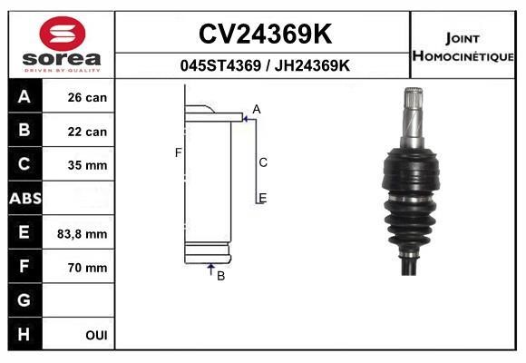 EAI CV24369K Joint kit, drive shaft CV24369K