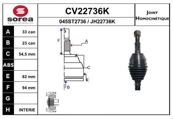 EAI CV22736K Joint kit, drive shaft CV22736K