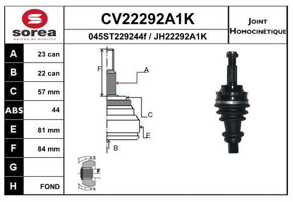 EAI CV22292A1K Joint kit, drive shaft CV22292A1K