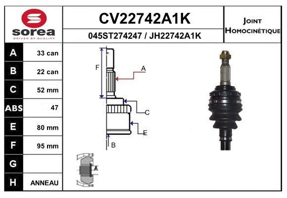 EAI CV22742A1K Joint kit, drive shaft CV22742A1K
