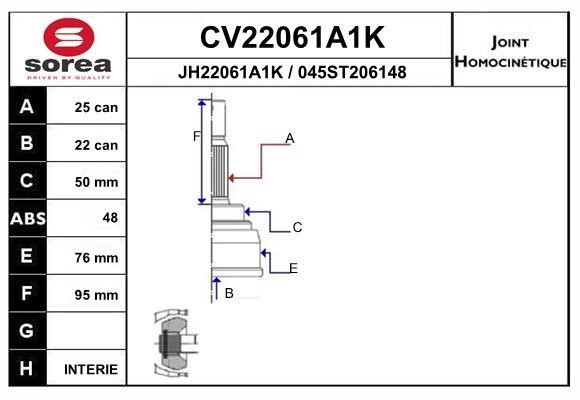 EAI CV22061A1K Joint kit, drive shaft CV22061A1K