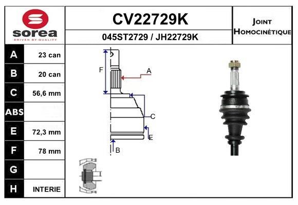 EAI CV22729K Joint kit, drive shaft CV22729K