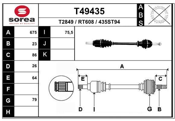 EAI T49435 Drive shaft T49435