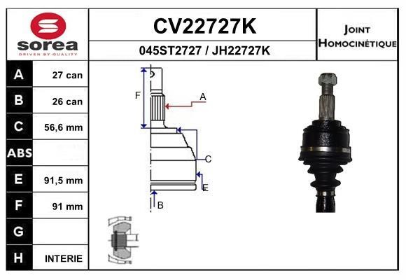 EAI CV22727K Joint kit, drive shaft CV22727K