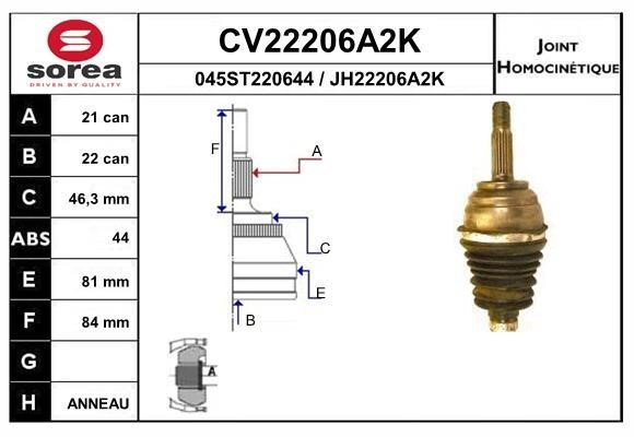 EAI CV22206A2K Joint kit, drive shaft CV22206A2K
