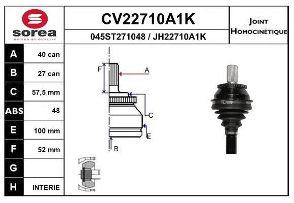 EAI CV22710A1K Joint kit, drive shaft CV22710A1K