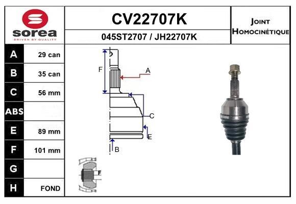 EAI CV22707K Joint kit, drive shaft CV22707K