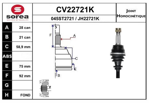 EAI CV22721K Joint kit, drive shaft CV22721K
