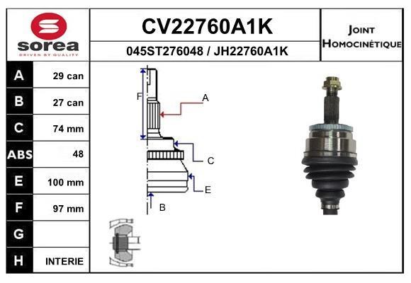 EAI CV22760A1K Joint kit, drive shaft CV22760A1K